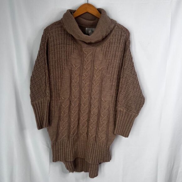 Ruby Moon Light Brown Cowl Neck Drop Sleeve Knit Wool Blend Sweater Size MD - Picture 10 of 10